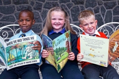 Celebrating after the Graduation Ceremony of the Doodle Den Literacy Programme which ran in six Limerick schools this year are Victor Anochie from St Munchins Ballyneety, Ellie Nolan from Our Lady of Lourdes and David Fenton Scullion from St Michaels National School.