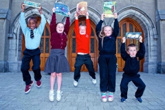 Celebrating after the Graduation Ceremony of the Doodle Den Literacy Programme which ran in six Limerick schools this year are pupils from St Munchins, Corpus Christi, St Michaels, Our Lady of Lourdes and Presentation Primary National Schools.