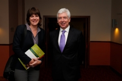 Sara Burke, policy analyst, and Alex White, TD and Minister for State, at CDI primary care seminar.