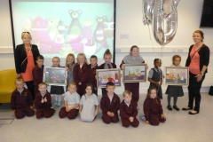 Pupils from St. Brigid's Junior National School pictured at the 1000th child to enroll in Doodle Den, and launch of www.doodleden.ie, on International Literacy Day 2014.