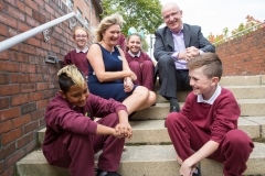 CDI CEO Marian Quinn and RTEs John Murray meet some local children who helped celebrate CDIs 10th anniversary.